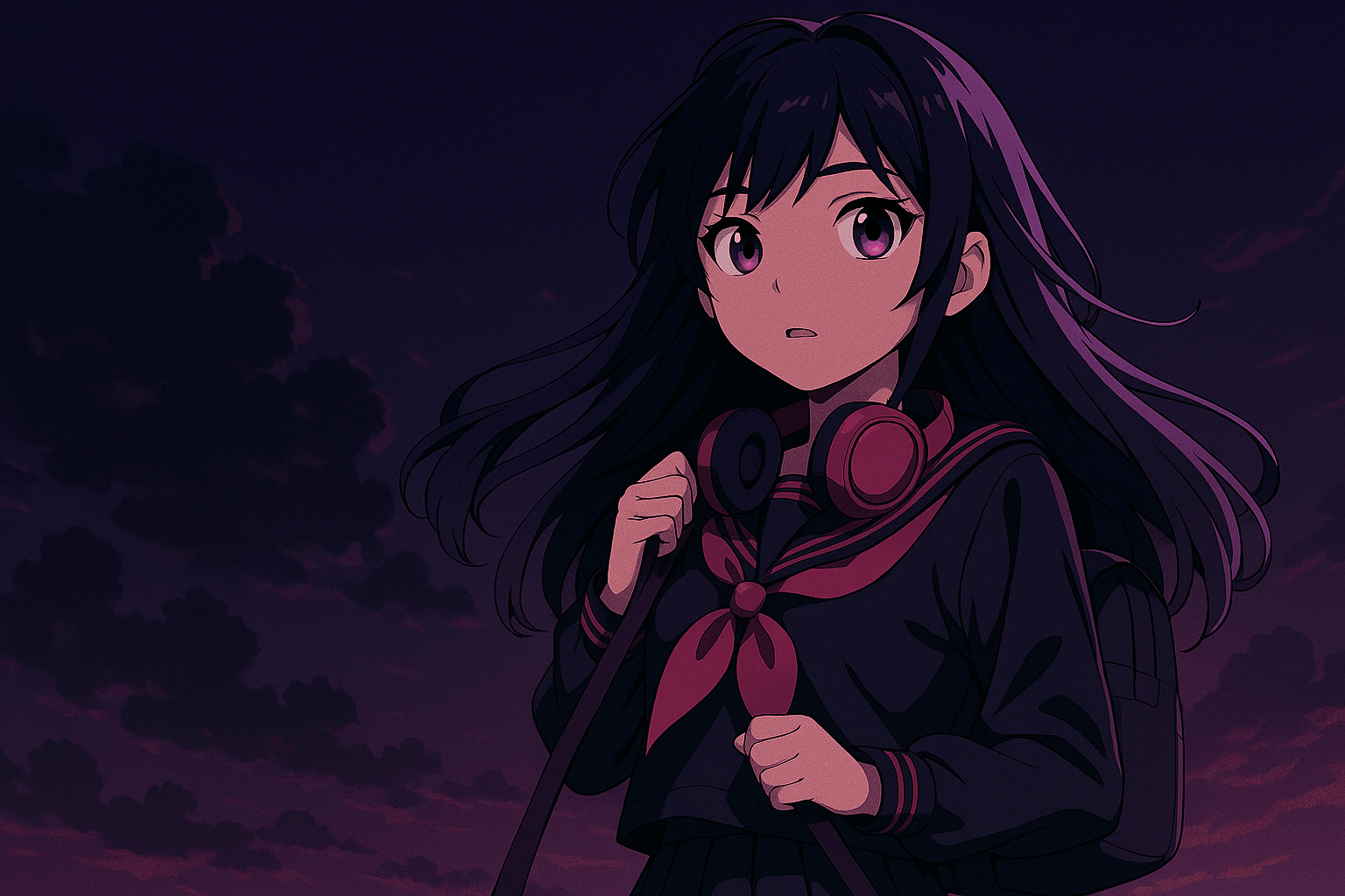 Anime girl with headphones